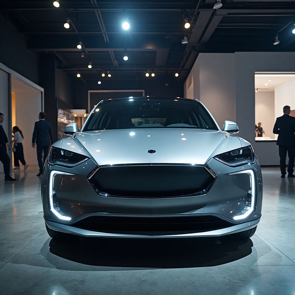 Vehículo eléctrico premium en exhibición