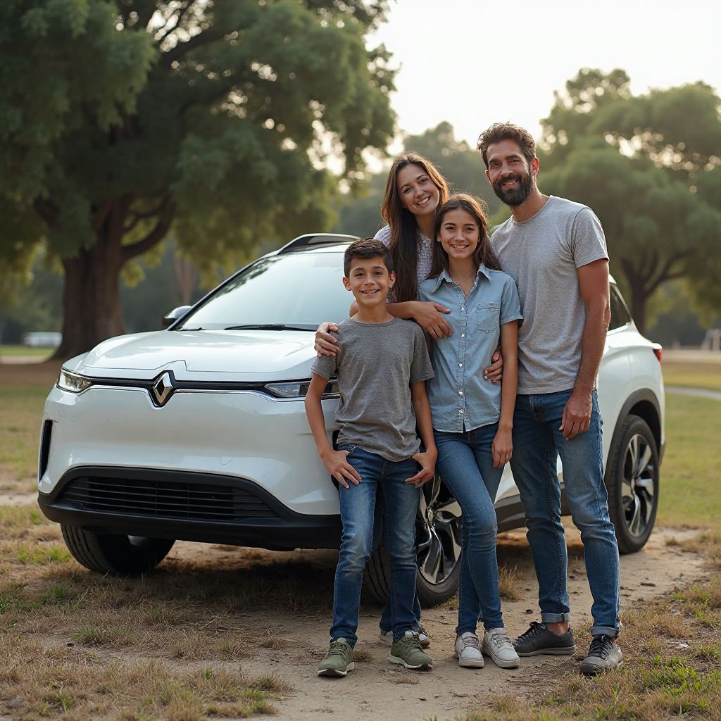 Familia con su SUV eléctrico